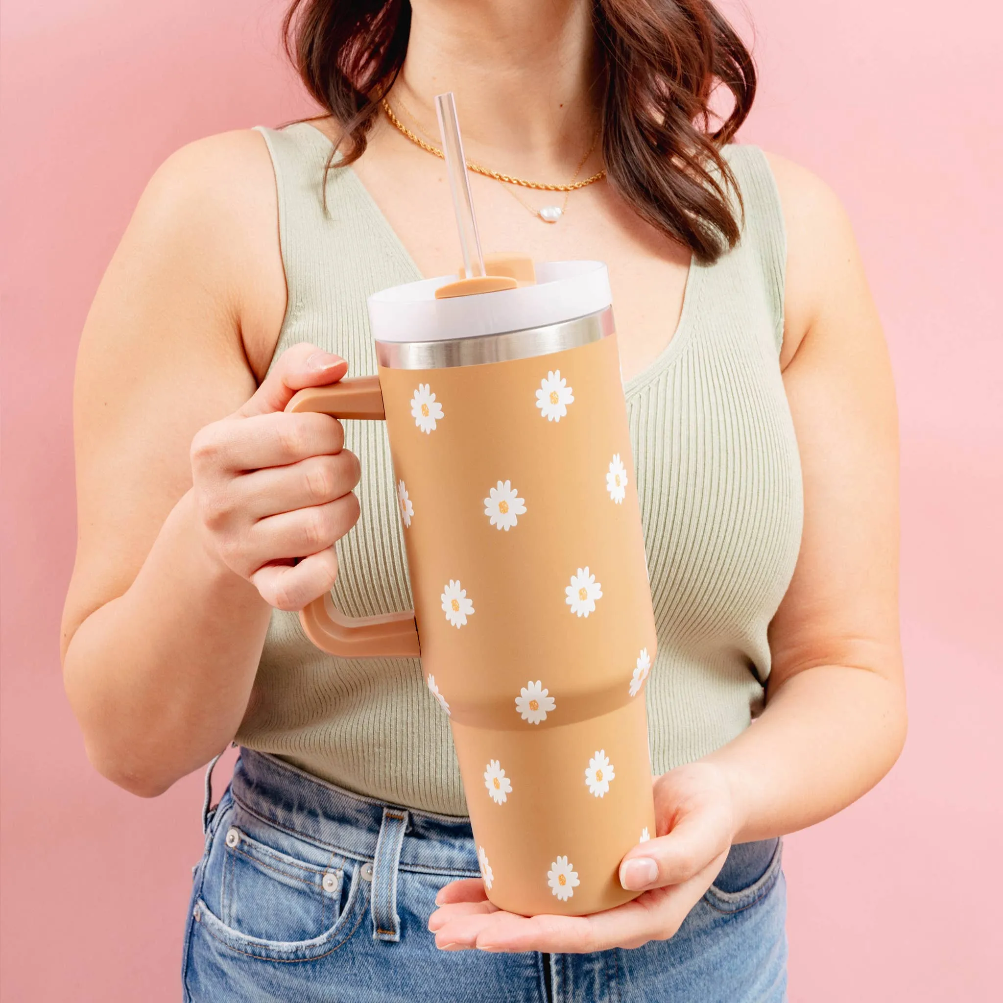 The Darling Effect - 40oz Take Me Everywhere Tumbler - Dancing Daisy Sandstone