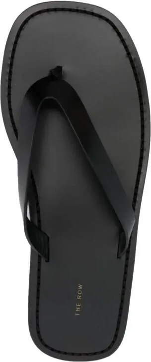 The Row thong-strap leather flip flops Black