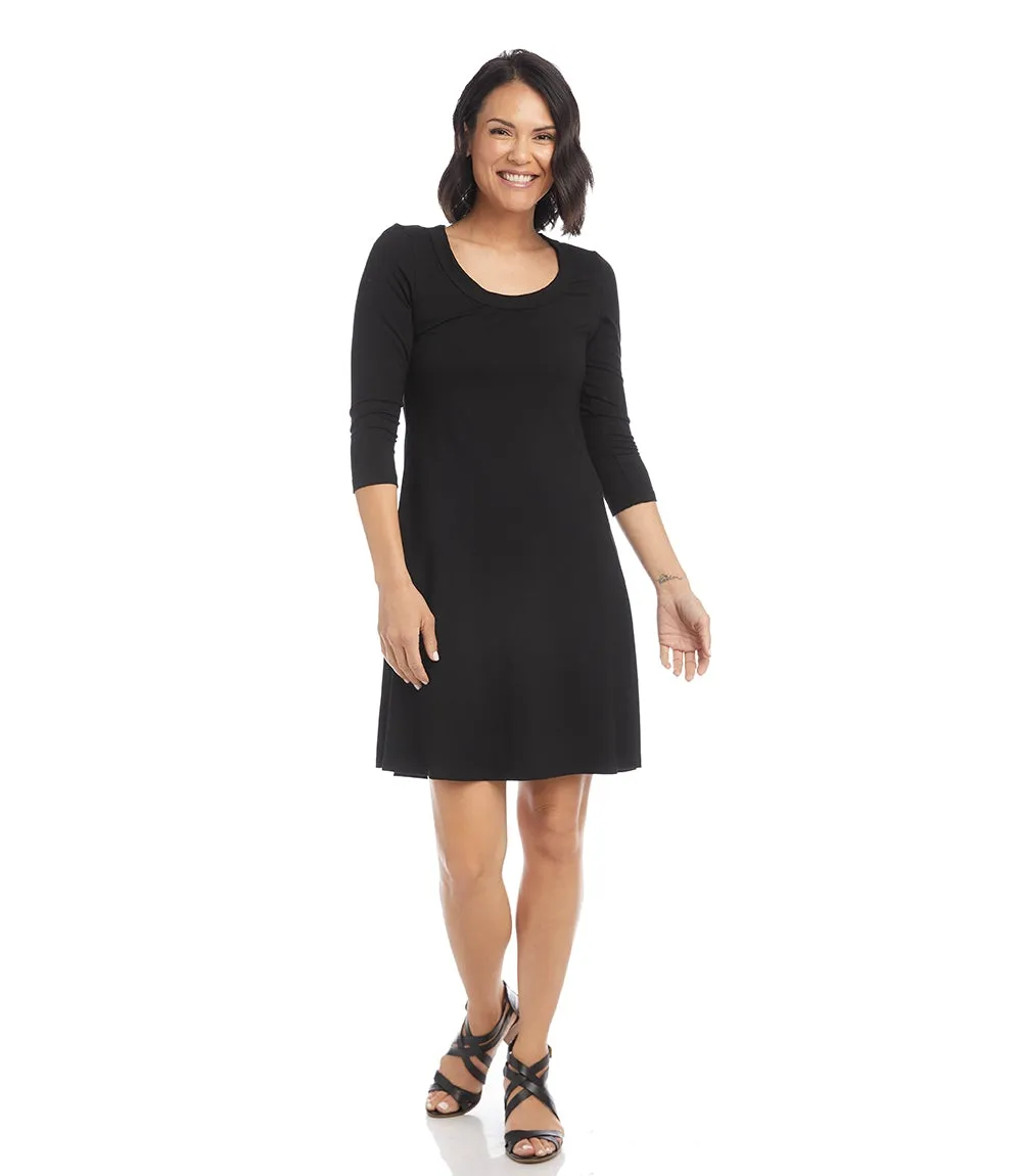 Three Quarter Sleeve A-Line Dress