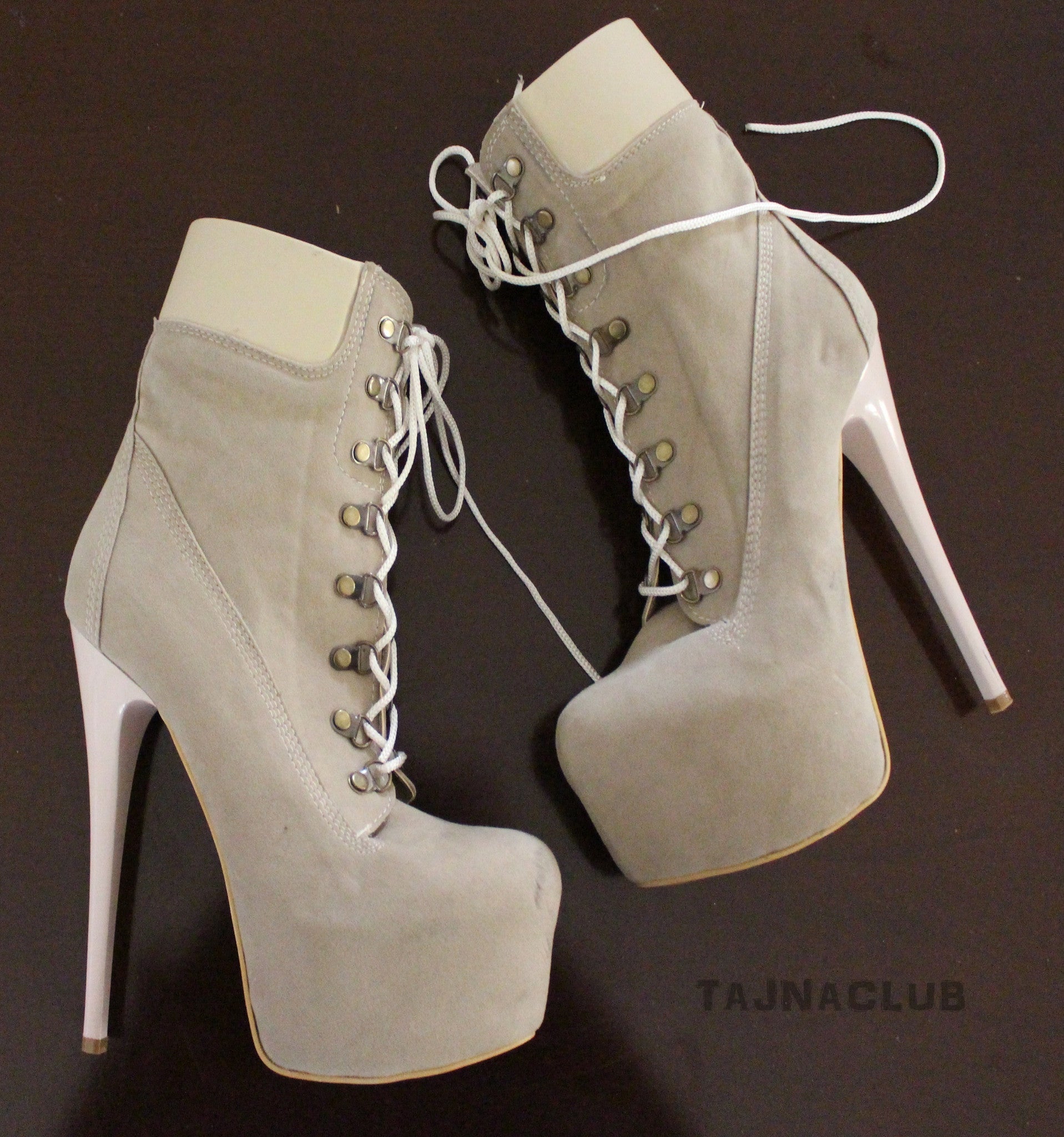 Timber Style Cream Lace Up Boots