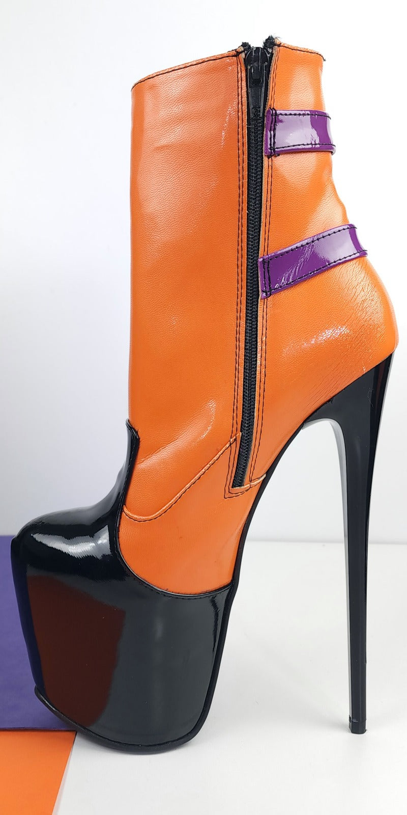 Tri-Color Belted Pencil Heel Rocker Boots