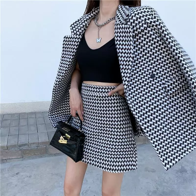 Tweed Mini Skirt Suit