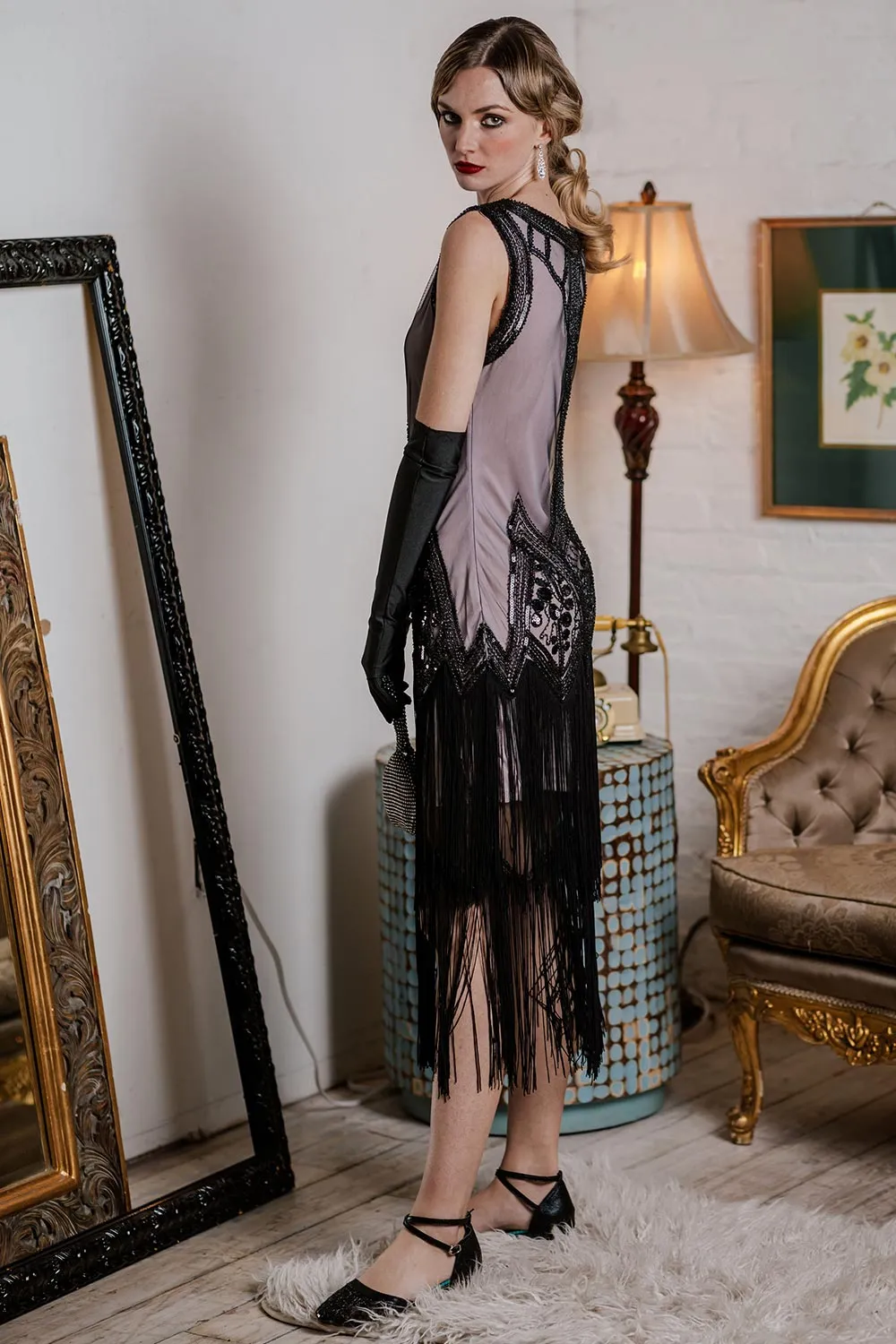 [US Warehouse] 1920s Beaded Fringed Flapper Dress