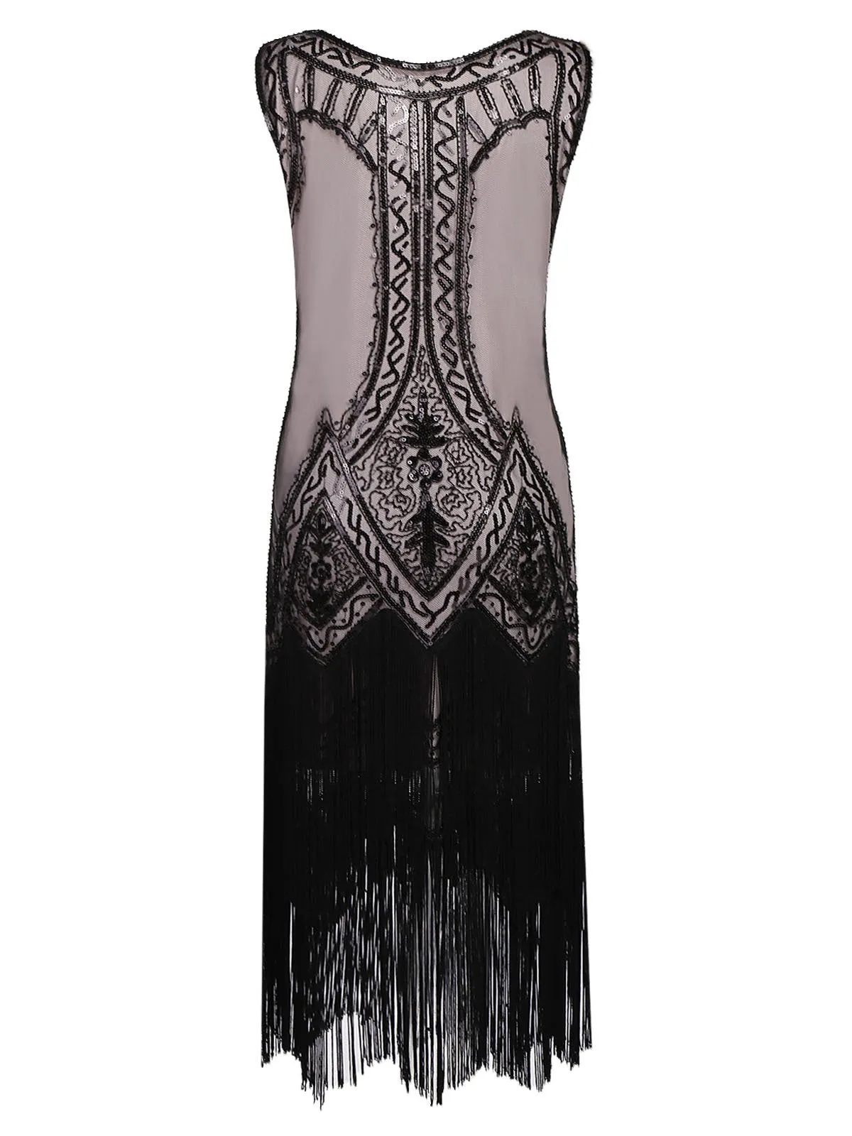 [US Warehouse] 1920s Beaded Fringed Flapper Dress