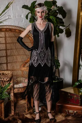 [US Warehouse] 1920s Beaded Fringed Flapper Dress