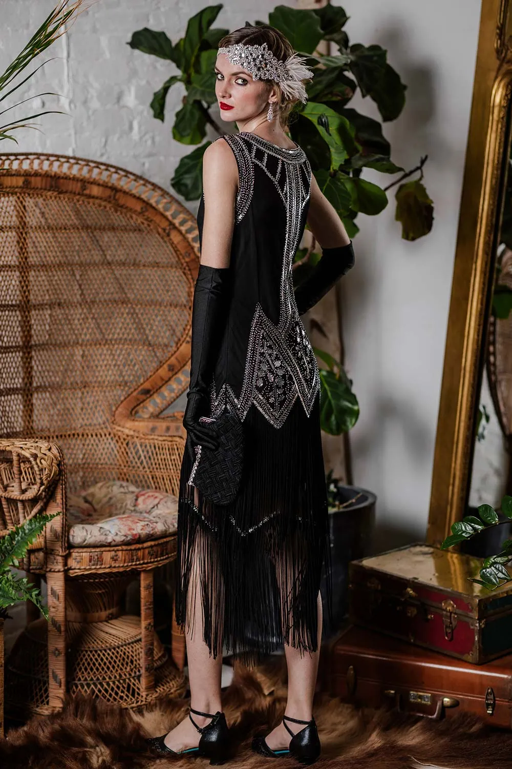 [US Warehouse] 1920s Beaded Fringed Flapper Dress