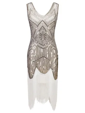 [US Warehouse] White 1920s Fringed Flapper Dress