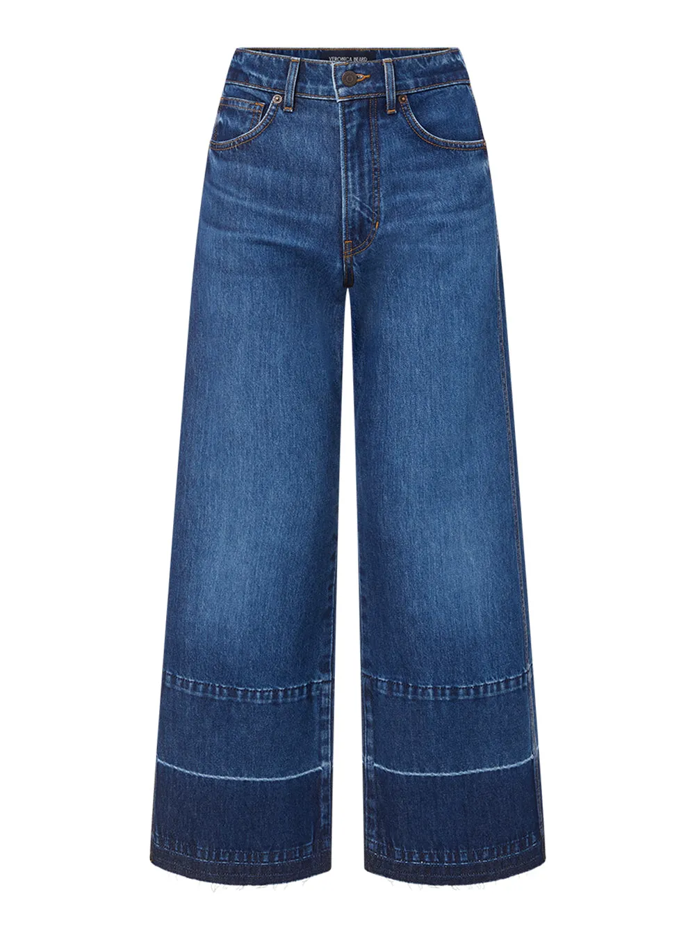 Veronica Beard Taylor Cropped High Rise Wide Jeans in Bright Blue