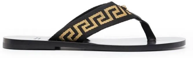 Versace Greca pattern flip-flops Black