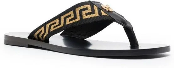 Versace Greca pattern flip-flops Black