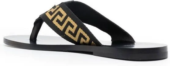 Versace Greca pattern flip-flops Black