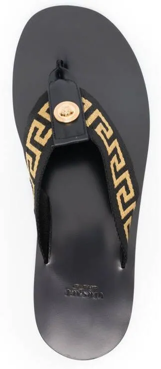 Versace Greca pattern flip-flops Black