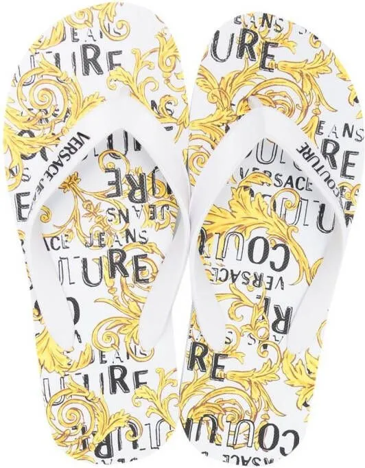 Versace Jeans Couture 'Barocco' print flip flops White