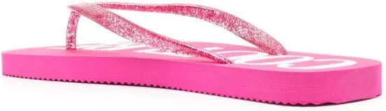 Versace Jeans Couture logo-print glitter flip flops Pink