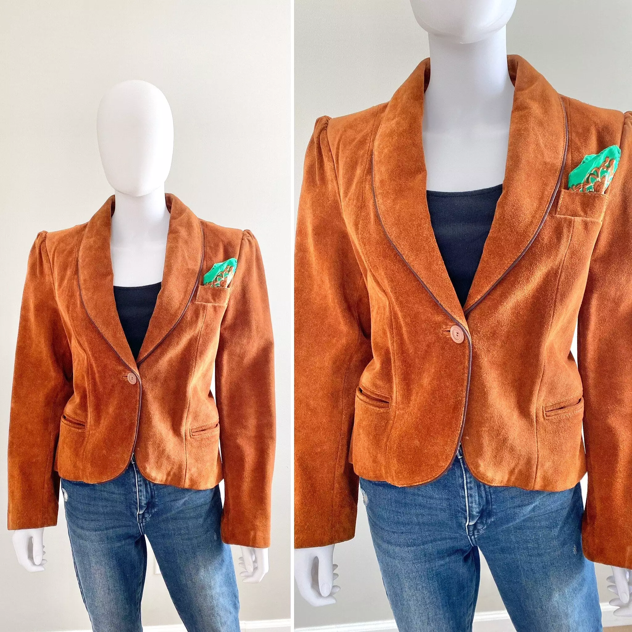 Vintage 1970s Suede Blazer / 70s leather blazer / 1970s leather jacket/ Size S M