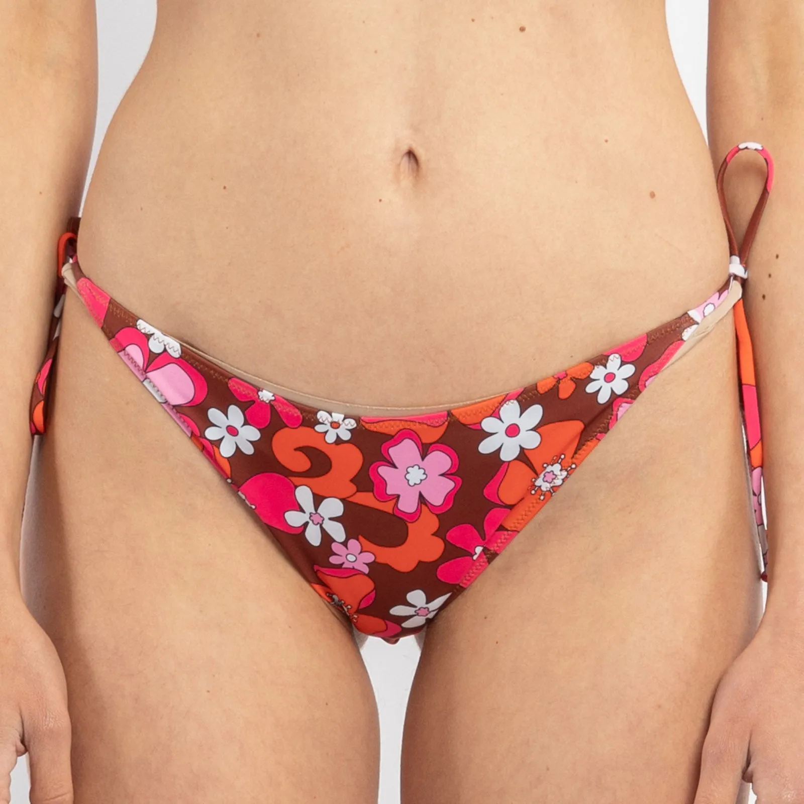 Virgo slip bikini con laccetti stampa floreale