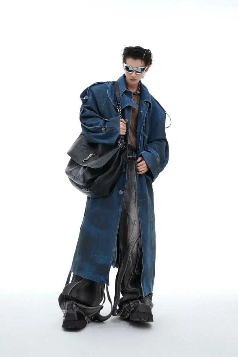 Washed Layered Padded Denim Coat