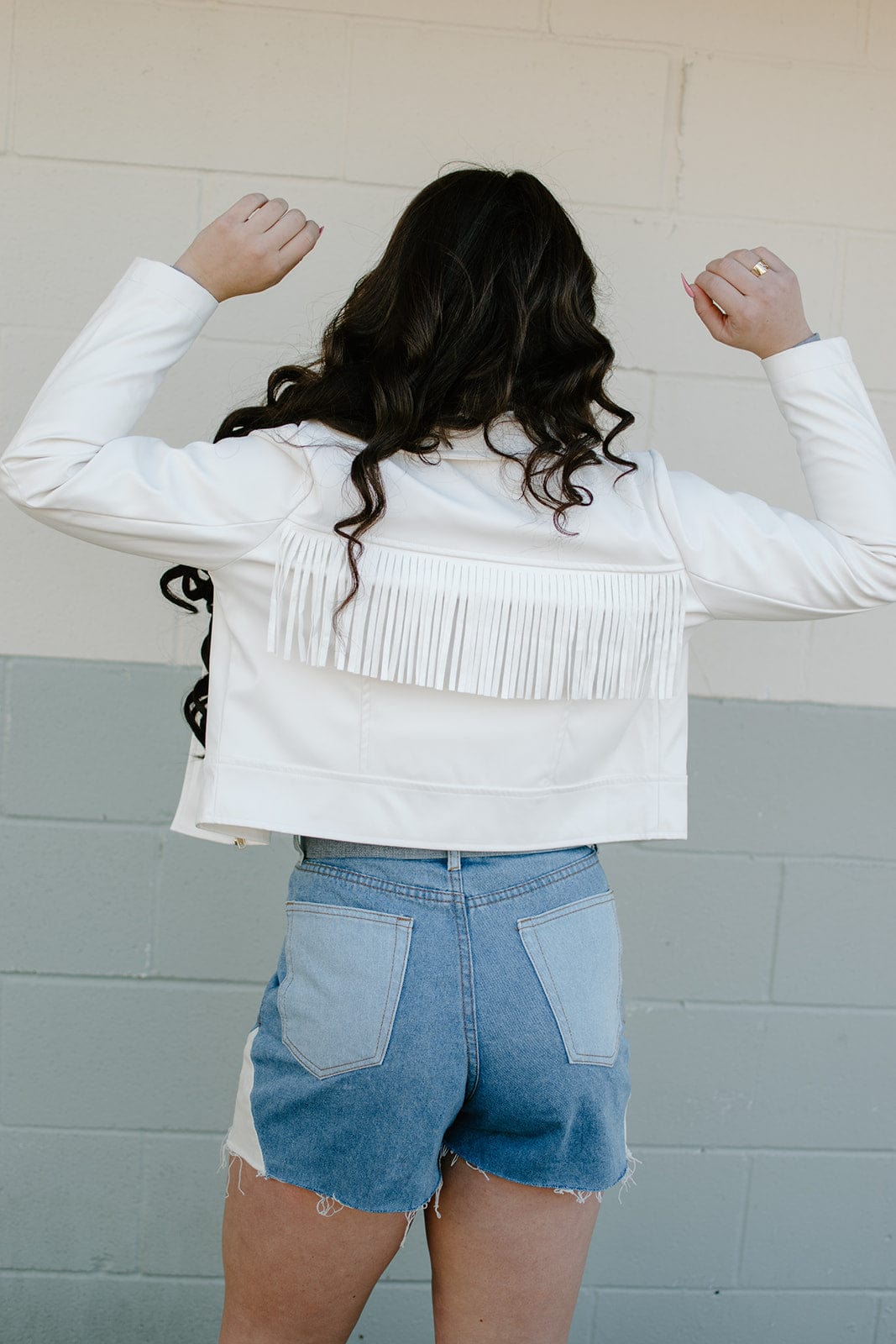 White Fringe Vegan Leather Jacket