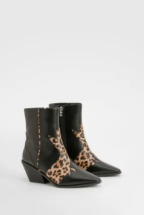 Wide Width Leopard Detail Western Boot