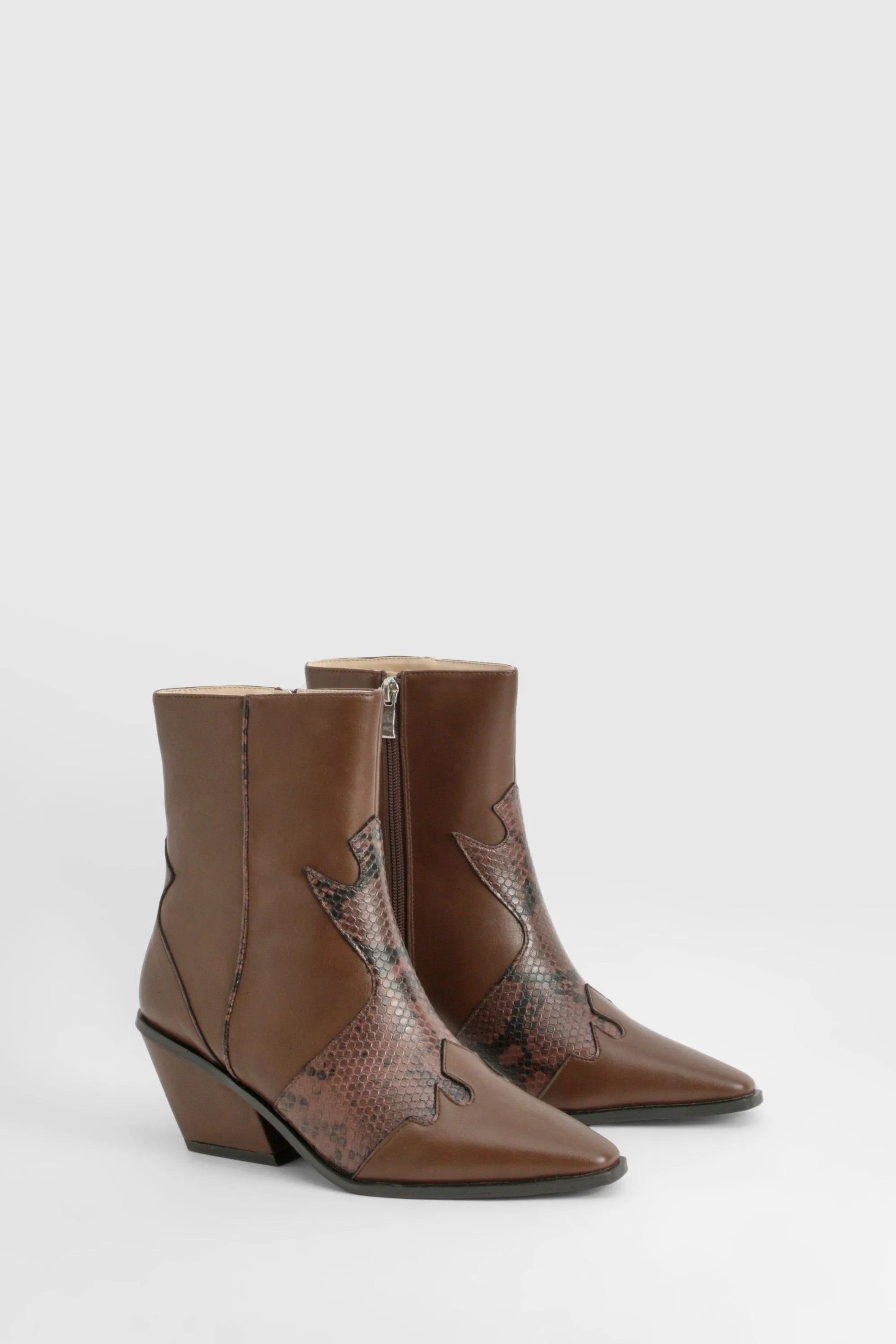 Wide Width Snakeskin Detail Western Boot