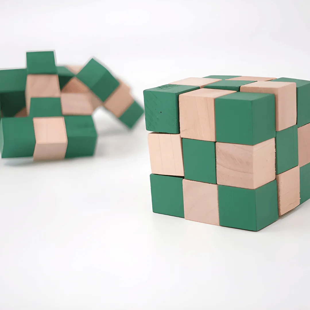 Wooden Snake Cube Twist Puzzle Toy - Green