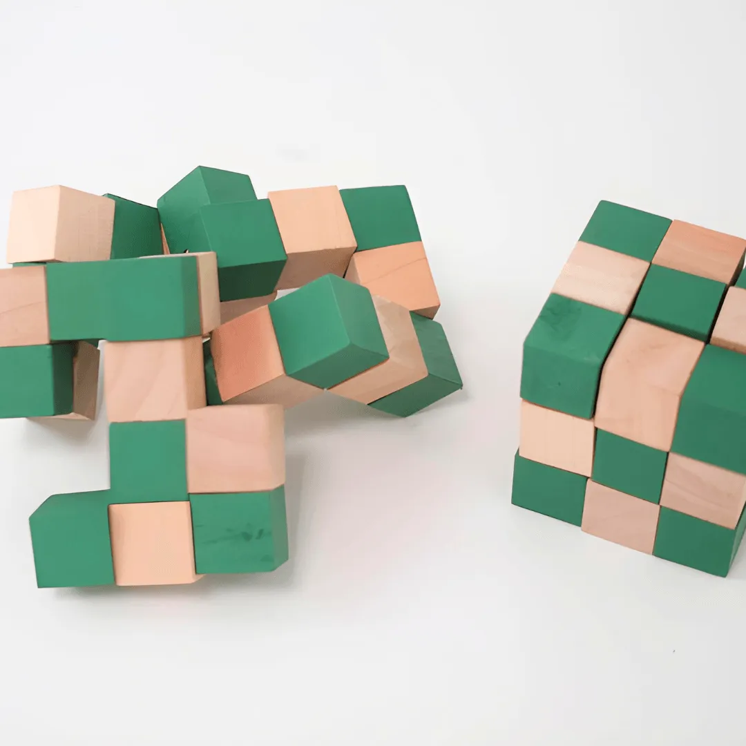 Wooden Snake Cube Twist Puzzle Toy - Green