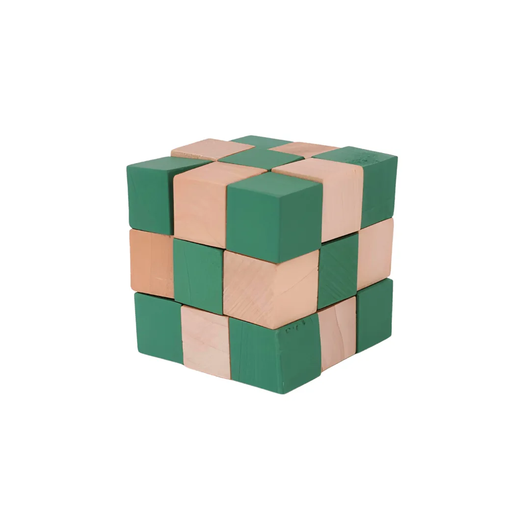 Wooden Snake Cube Twist Puzzle Toy - Green