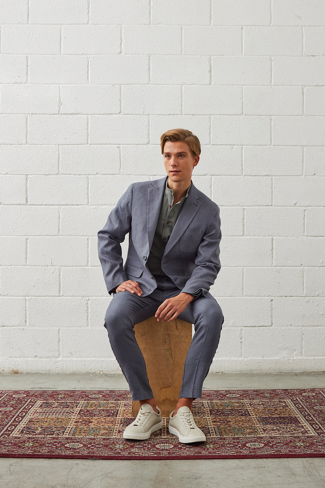 Yoshio Slate Grey Linen Suit Jacket